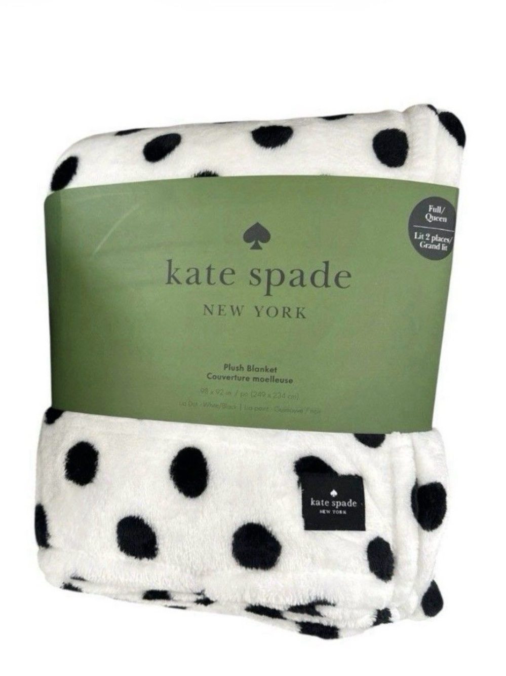 kate spade Black & White Polka Dot Plush Throw